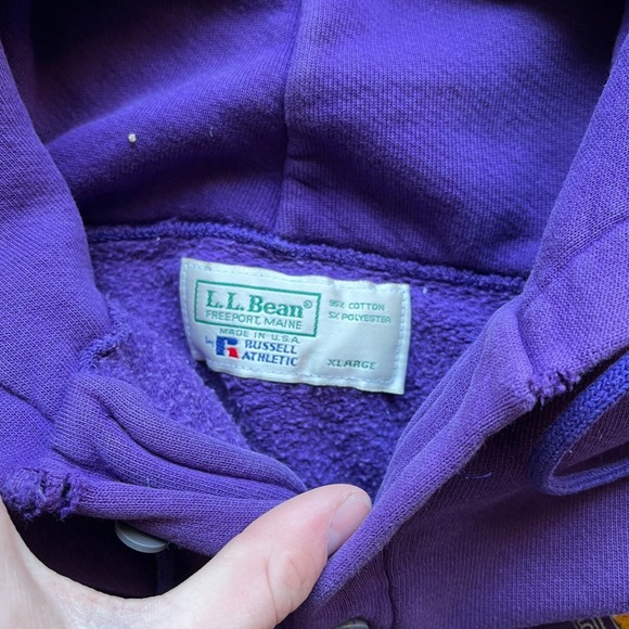 VTG LL Bean by Russell Athletic Sunfaded Purple Hoodie Sweatshirt XL Scranton - Picture 2 of 9